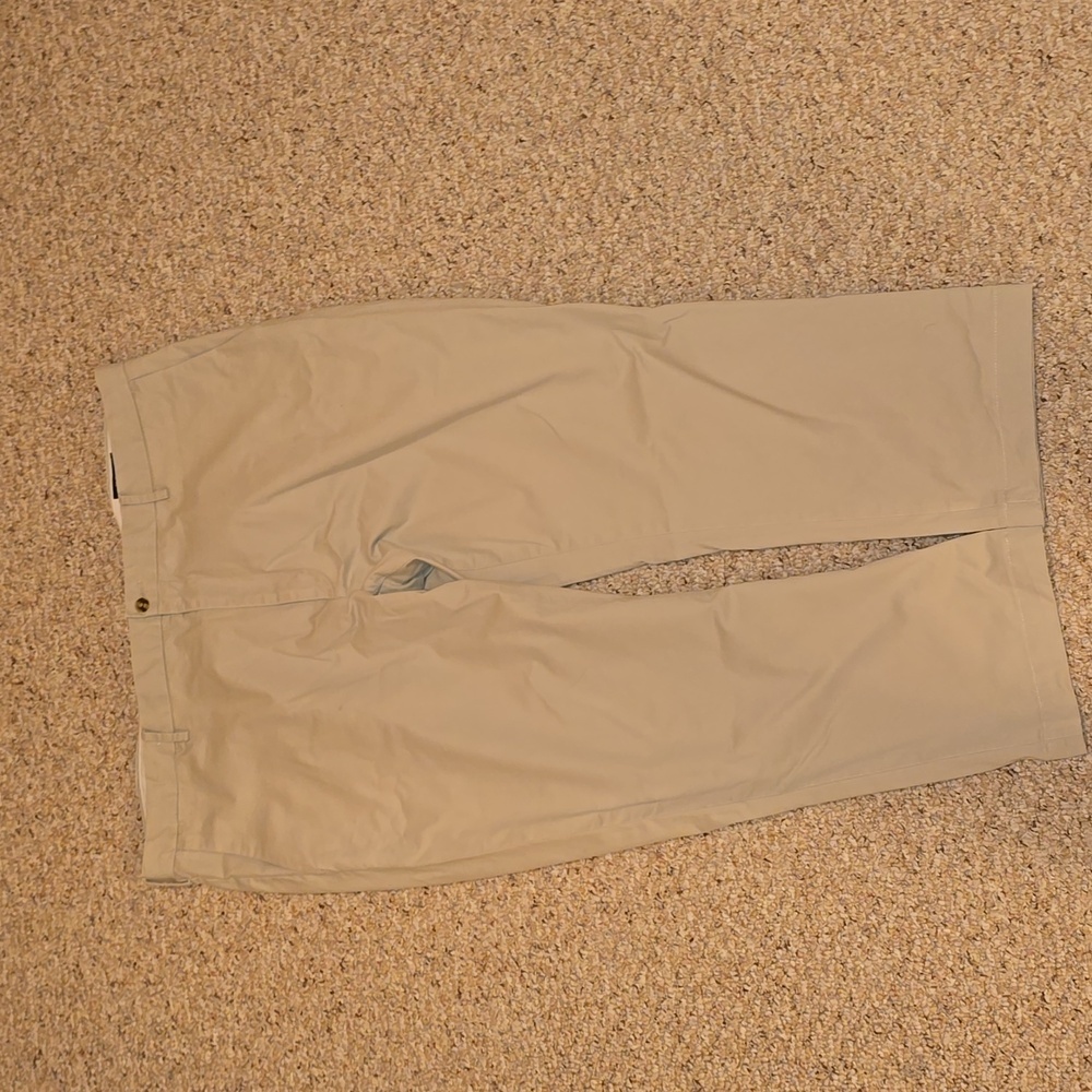 Men's Tan Cotton Pants size 44B x 30 light tan flat front